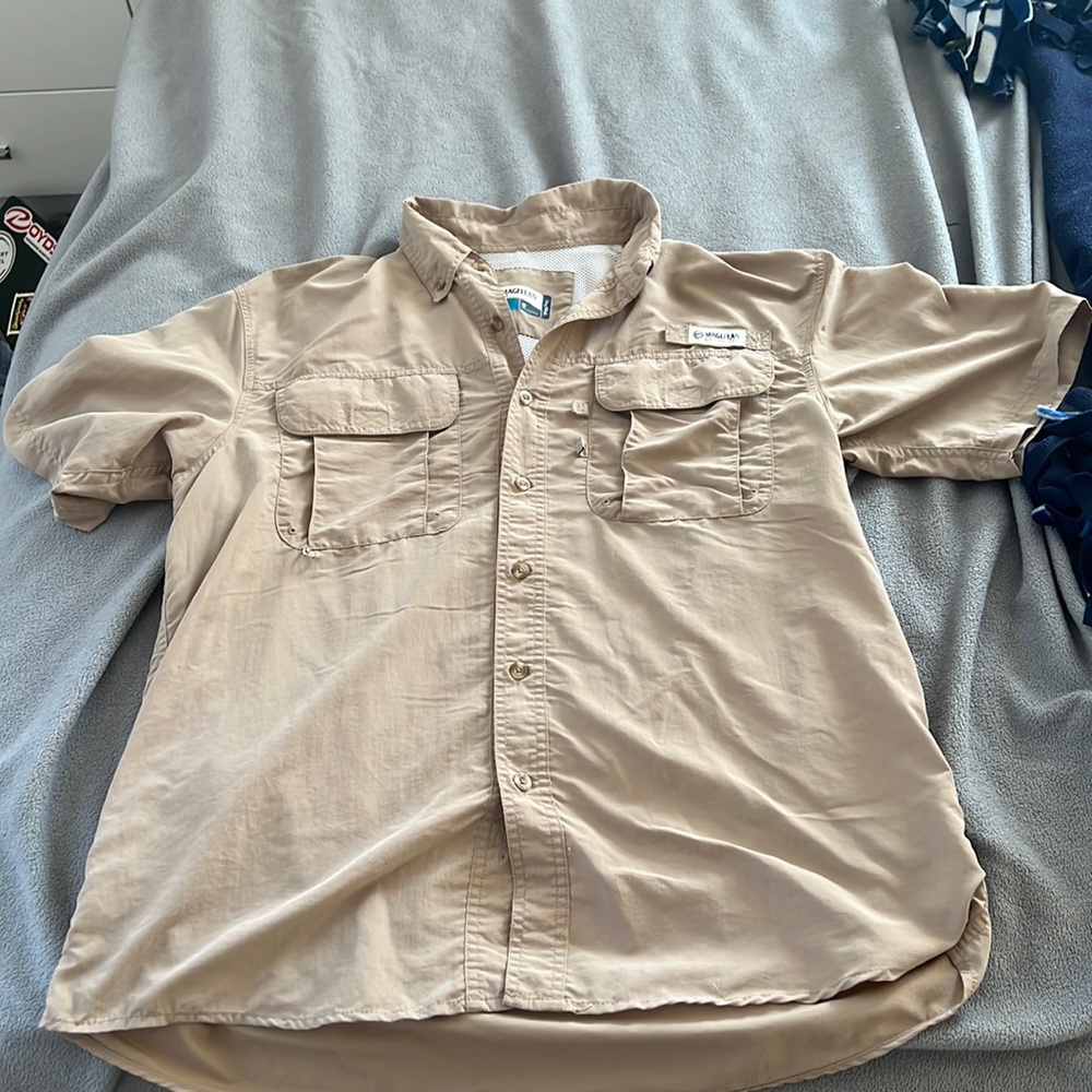 Tan and Blue Magellan Fishing Shirt